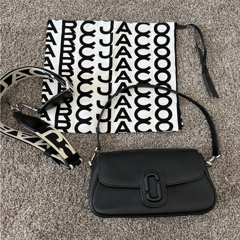 Marc Jacobs Black Shoulder Bag with Logo Strap